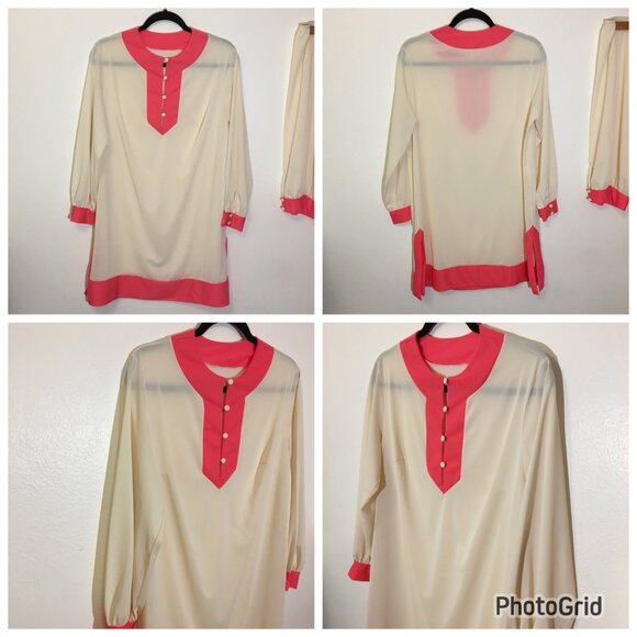 Vintage 50s 60s Two Piece Lingerie Pajama Set Colorblock Nickers Pantaloons (1) - Picture 3 of 16